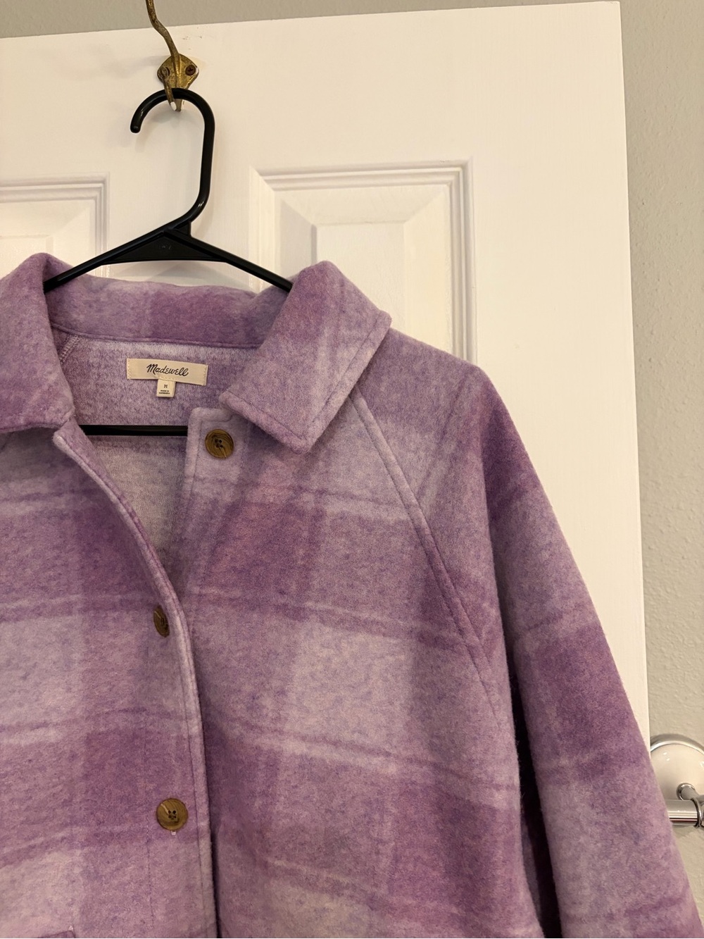 Madewell Brushed Plaid Shacket Lavender Ombre Medium - Picture 4 of 10